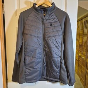 Spyder Men Hybrid Full Zip Jacket Charcoal Gray Quilted Mock Neck SPFGM193-069 M